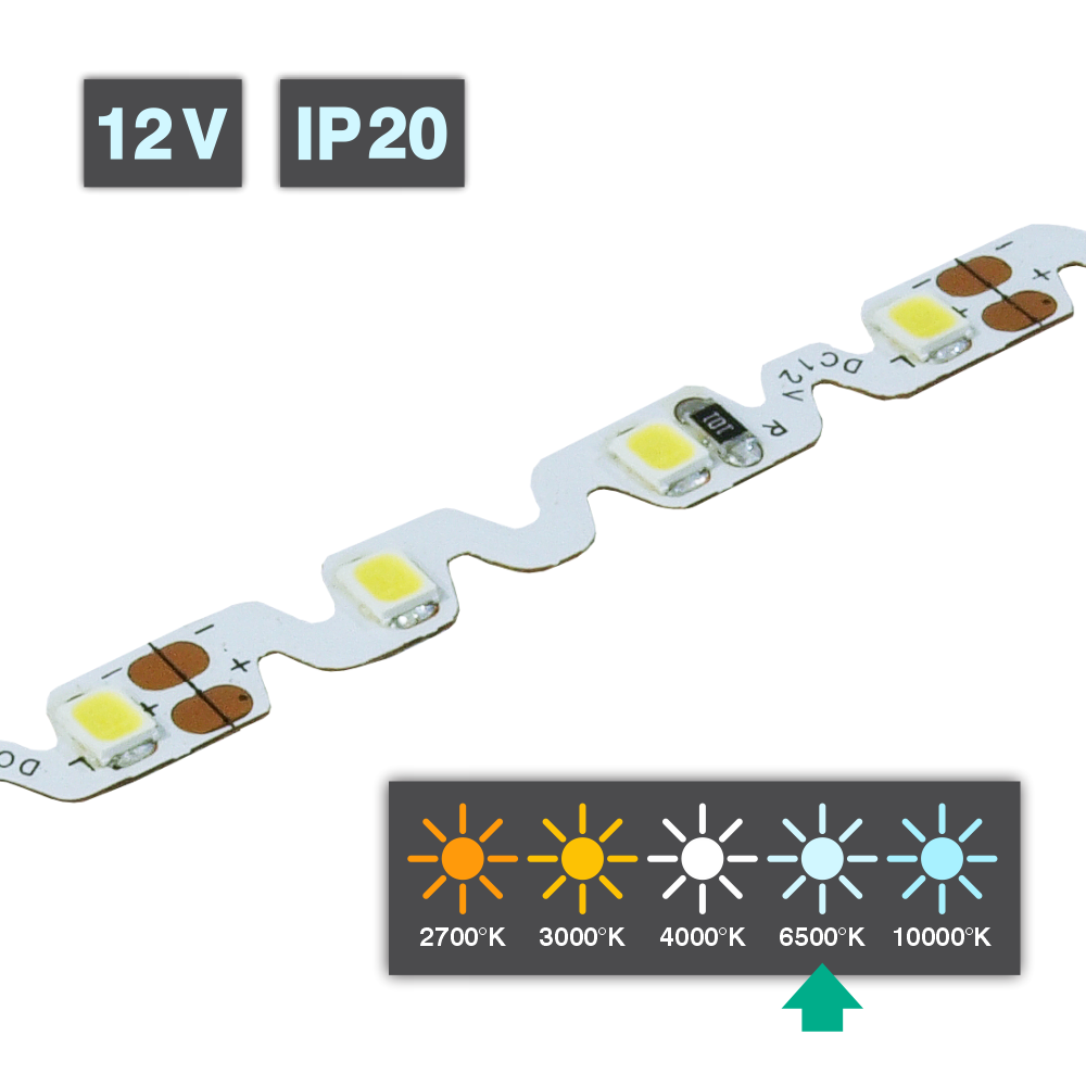Flexible LED Strip Light Zig Zag 10W/m 72 LED/m 12V 6000ºK IP20 5M