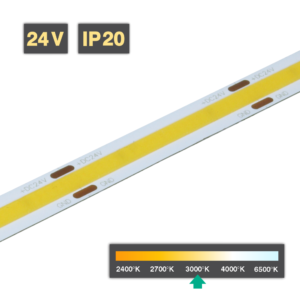 Flexible LED Strip Light | COB | 8W/m 384 LED/m 24V 3000ºK IP20 5m