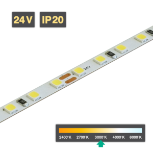 Flexible LED Strip Light | 5mm | 7W/m 120 LED/m 24V 3000ºK IP20 20m