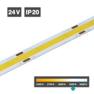 Flexible LED Strip Light | COB | 9W/m 480 LED/m 24V 4000ºK IP20 5M